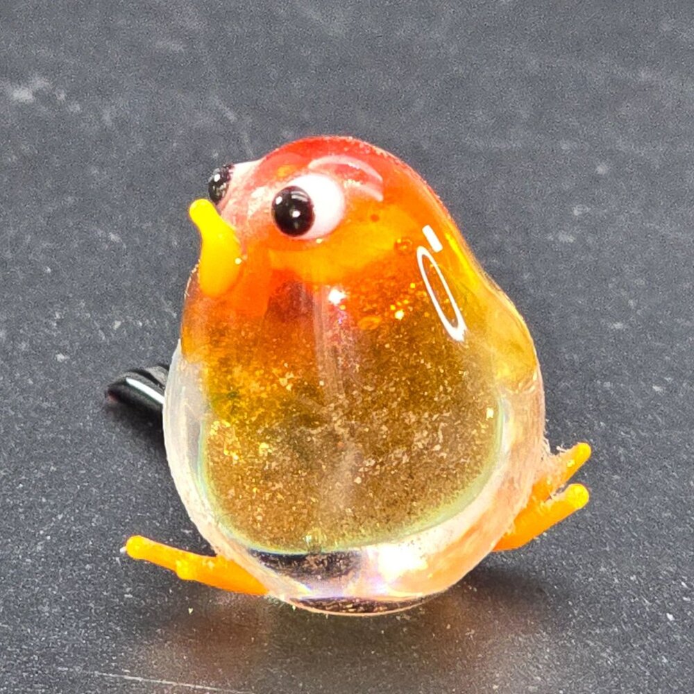 Handcrafted Miniature Glass Bird Figurine Orange & Black HS203 - Picture 8 of 10